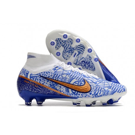 Nike Zoom Mercurial Superfly 9 Elite AG-Pro Bianco Blu Oro