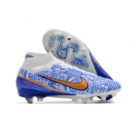 Scarpa Nike Air Zoom Mercurial Superfly IX Elite SG Bianco Blu Oro
