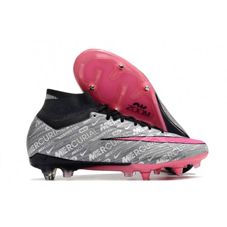 Scarpa Nike Air Zoom Mercurial Superfly IX Elite SG XXV Argento Metallico Rosa Hyper Nero