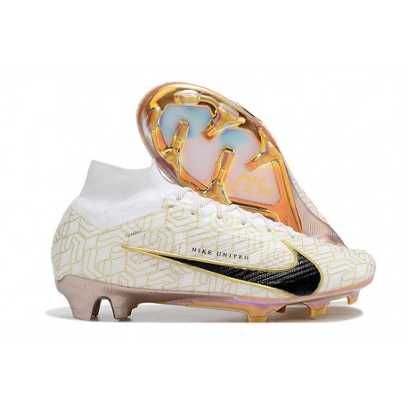 Nike Air Zoom Mercurial Superfly 9 Elite FG Bianco Oro Nero