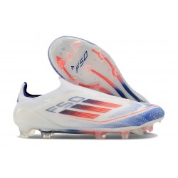 Adidas Scarpa F50 Elite Senza Lacci FG Ftwr Bianco Rosso Solare Blu Lucido