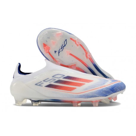 Adidas Scarpa F50 Elite Senza Lacci FG Ftwr Bianco Rosso Solare Blu Lucido