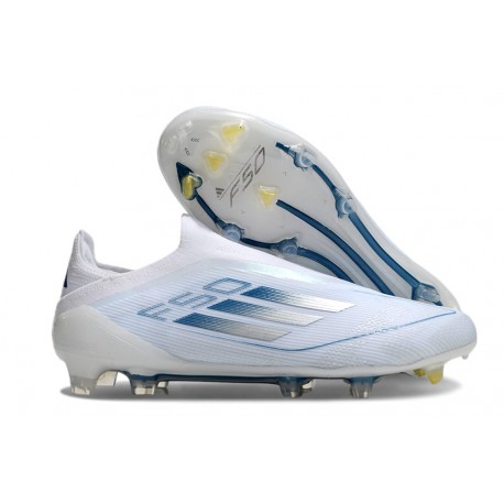 Adidas Scarpa F50 Elite Senza Lacci FG Bianco Blu