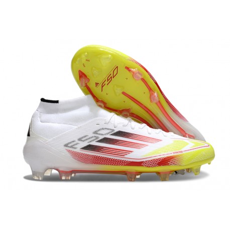 Adidas Scarpa F50 Elite Mid FG Bianco Rosso Giallo